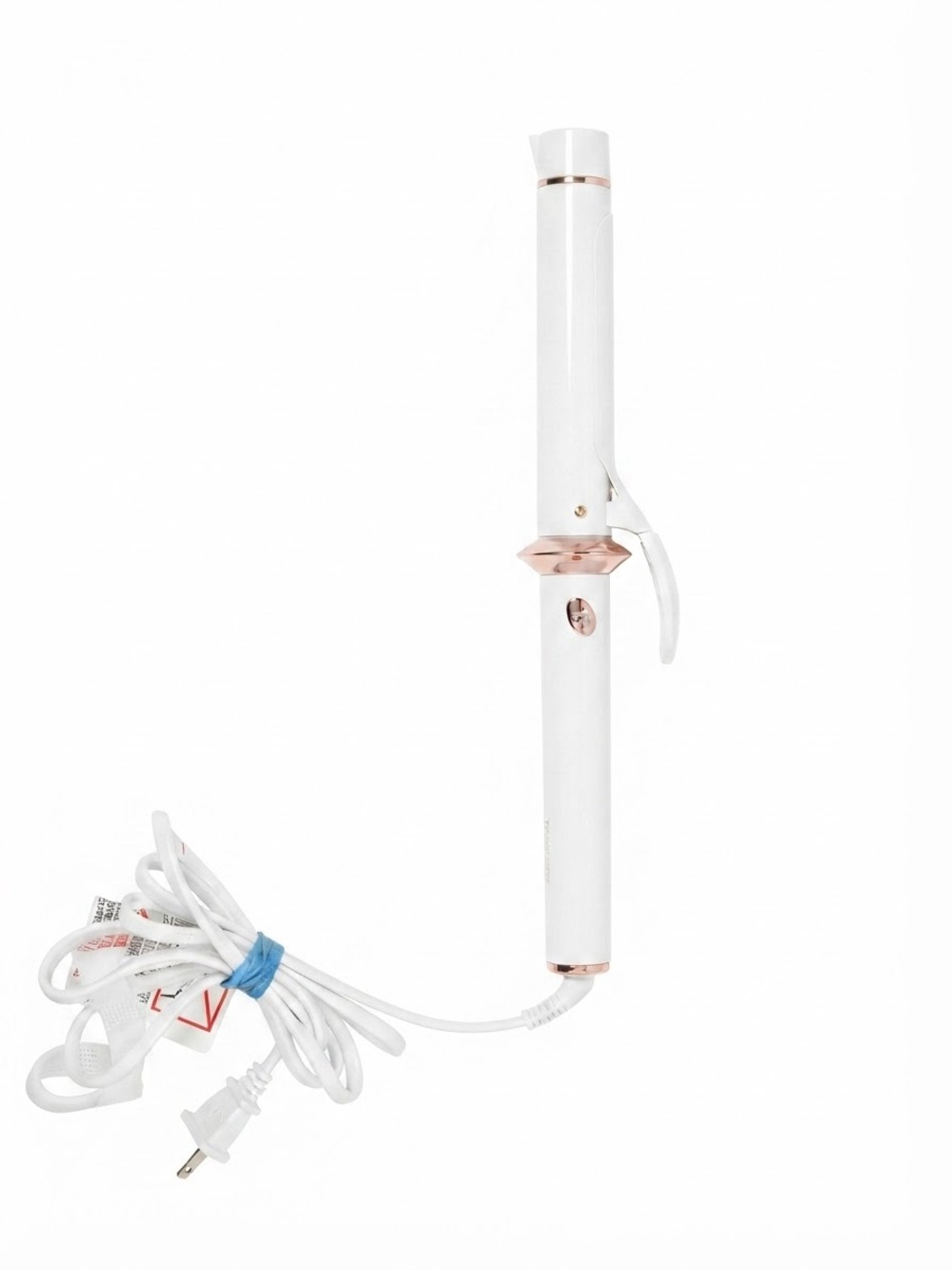 T3 model 77581 White and Rose Gold Curling Wand – Professional Styling Iron